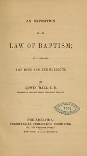 Cover of: An exposition of the law of baptism...
