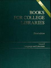 Cover of: Books for college libraries: a core collection of 50,000 titles : a project of the Association of College and Research Libraries
