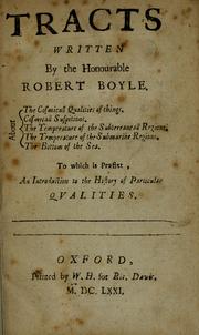 Cover of: Tracts by Robert Boyle