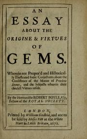 Cover of: An essay about the origine & virtues of gems | Robert Boyle
