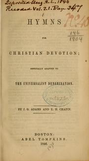 Cover of: Hymns for Christian devotion | John G. Adams