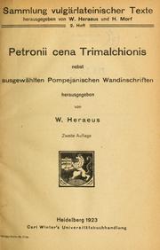 Cover of: Petronii Cena Trimalchionis by Petronius Arbiter