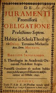 Cover of: De juramenti promissorii obligatione praelectiones septem by Robert Sanderson