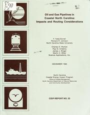 Cover of: Oil and gas pipelines in coastal North Carolina: impacts and routing considerations