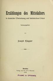 Cover of: Erzählungen des mittelalters in deutscher übersetzung und lateinischem urtext