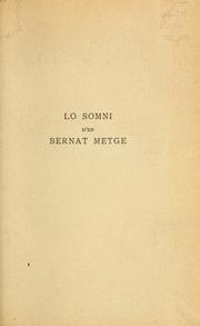 Cover of: De Sompni d'en Bernat Metge