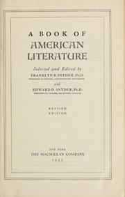 Cover of: A book of American literature