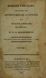 Cover of: Modern chivalry: containing the adventures of a captain, and Teague O'Reagan, his servant