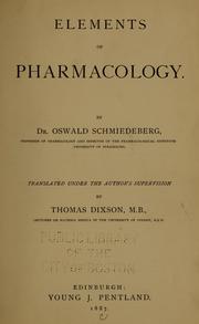 Cover of: Elements of pharmacology