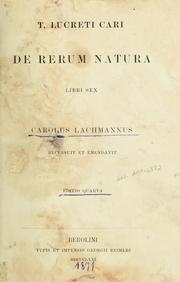 Cover of: T. Lucreti Cari De rerum natura, libri 6 by Titus Lucretius Carus