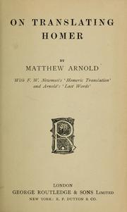Cover of: On translating Homer by Matthew Arnold