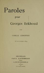 Cover of: Paroles pour Georges Eekhoud: 28 octobre 1893