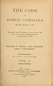 Cover of: The code of North Carolina | North Carolina