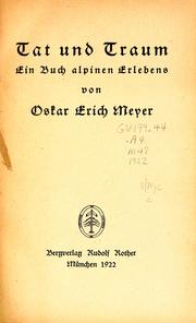 Cover of: Tat und Traum by Oskar Erich Meyer