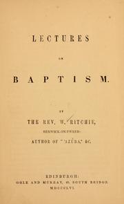 Cover of: Lectures on baptism