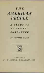 The American people by Geoffrey Gorer