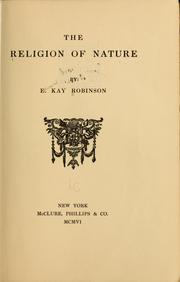 Cover of: The religion of nature