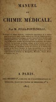 Cover of: Manuel de chimie médicale