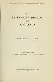 Cover of: The passenger pigeon in Ontario