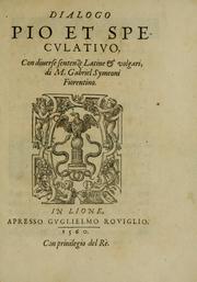 Cover of: Dialogo pio et specvlativo, con diuerse sentenze latine & volgari