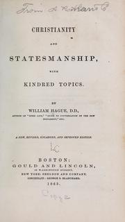 Cover of: Christianity and statesmanship by Hague, William