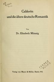 Cover of: Calderon und die ältere deutsche Romantik