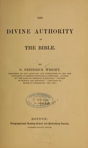 Cover of: The divine authority of the Bible