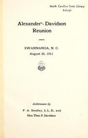 Cover of: Alexander-Davidson reunion, Swannanoa, N. C., August 26, 1911