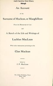 Cover of: The family of Maclean by J. P. MacLean