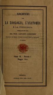 Cover of: Archivio per la zoologia, l'anatomia e la fisiologia