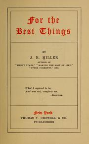 Cover of: For the best things