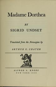 Cover of: Madame Dorthea by Sigrid Undset