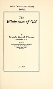 Cover of: The Winbornes of old