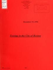 Cover of: Towing in the city of Boston