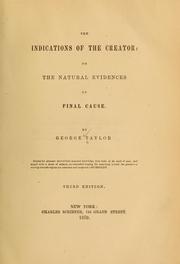 The indications of the Creator by Taylor, George