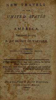 New travels in the United States of America by J.-P Brissot de Warville