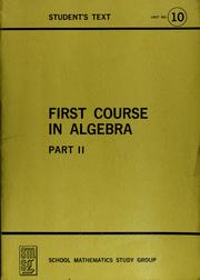 Cover of: First course in algebra