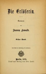 Cover of: Die Erlöserin by Fanny Lewald