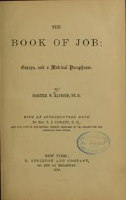 Cover of: The book of Job: Essays, and a metrical paraphrase...