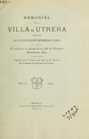 Cover of: Memorial de la villa de Utrera. by Caro, Rodrigo