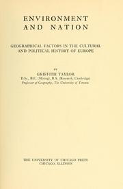 Cover of: Environment and nation by Taylor, Thomas Griffith