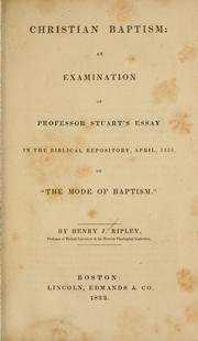 Cover of: Christian baptism | Henry Jones Ripley