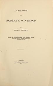 Cover of: In memory of Robert C. Winthrop