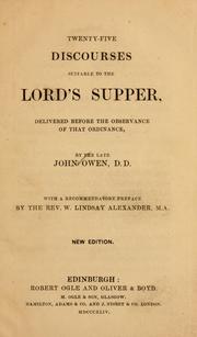Twenty five discourses suitable to the Lord's Supper by John Owen