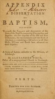 Cover of: Appendix to a dissertation on baptism ...: in a series of letters addressed to Mr. M'Lean