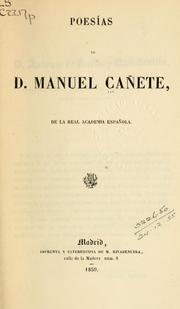 Cover of: Poesías by Manuel Cañete