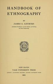 Cover of: Handbook of ethnography by James Graham Leyburn
