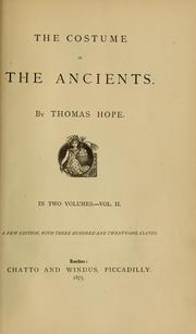 Cover of: The costume of the ancients