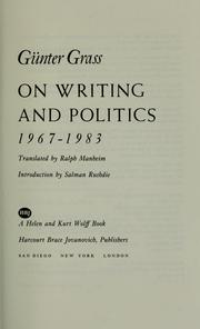 Cover of: On writing and politics, 1967-1983