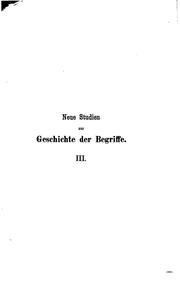 Cover of: Neue studien zur geschichte der begriffe by Gustav Teichmüller
